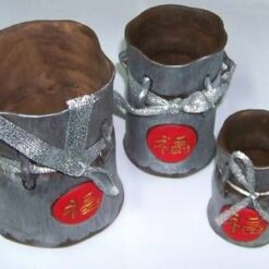 Set de 3 vase Feng Shui cu ideograma norocului
