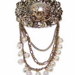 Brosa vintagecu floare de Lotus si perle