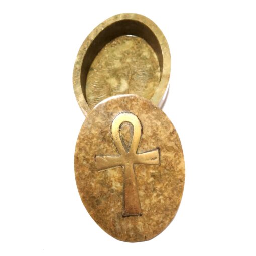 Casetuta din onix, ovala, cu Cheia Intelepciunii/Ankh