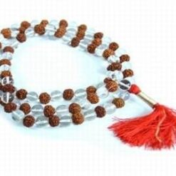 Colier Mala cu 108 sfere din cristal de stanca si Rudraksha