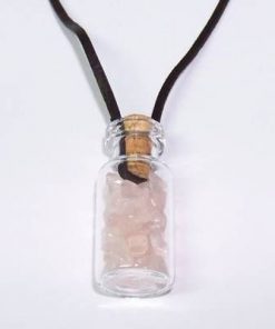 Pandantiv Feng Shui cu sticluta - cristale de cuart roz