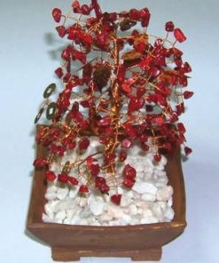 Copacel Feng Shui cu cristale de coral, frunzulite aurii