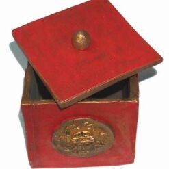 Cubul / Vasul bogatiei din ceramica, cu capac - Foc