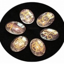 Set de 6 simboluri Wicca gravate pe cristal de stanca