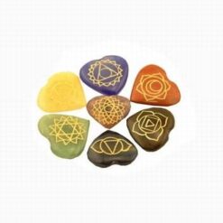 Set de 7 cristale - inima, cu simbolulurile celor 7 chakre
