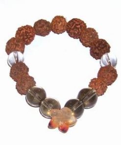 Bratara din Rudraksha, pe elastic, cu floarea pasiunii