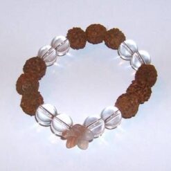 Bratara din Rudraksha, pe elastic, cu floarea pasiunii