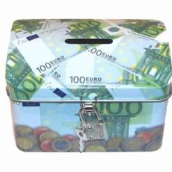 Pusculita Feng Shui din metal cu model 100 Euro