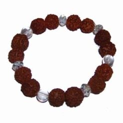 Bratara din Rudraksha, pe elastic, cu sfere din cristal
