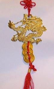 Canaf Feng Shui cu dragon auriu si monede