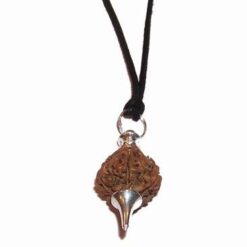 Pandantiv cu Rudraksha, 5 fete, placat cu argint