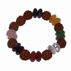 Bratara cu Rudraksha, 5 fete, si cristalele celor 7 chakre
