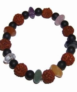 Bratara cu Rudraksha, 5 fete, si cristalele celor 7 chakre