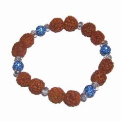 Bratara din Rudraksha, pe elastic cu sfere Shamballa