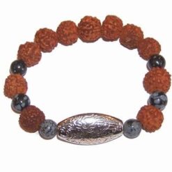 Bratara din Rudraksha,cu cristale de obsidian