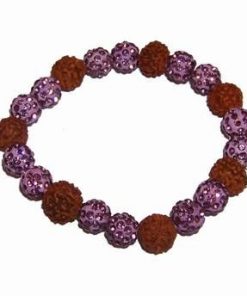 Bratara din Rudraksha, pe elastic cu sfere Shamballa