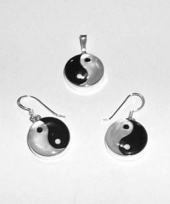 Set din argint cu Yin-Yang - pandantiv si cercei