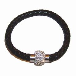 Bratara din piele neagra cu sfera Shambala