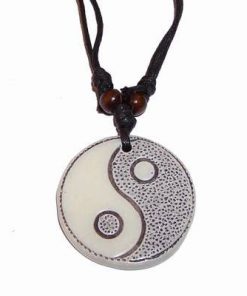 Pandantiv Yin-Yang pe siret negru, reglabil - unisex