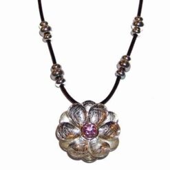 Colier cu Floare de Lotus si cristal de cuart roz
