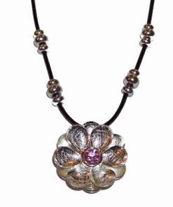 Colier cu Floare de Lotus si cristal de cuart roz