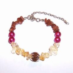 Bratara Feng Shui cu Rudraksha, citrin, perlute roz