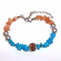 Bratara Feng Shui cu Rudraksha, turcoaz, perlute argintii