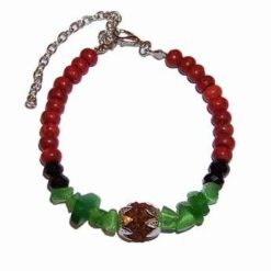 Bratara Feng Shui cu Rudraksha, coral, onix si aventurin