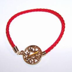 Bratara rosie, cu moneda aurie - de dama