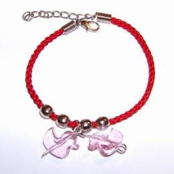 Bratara Feng Shui rosie, cu pereche de rate din cristal