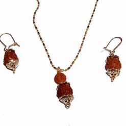 Set cu Rudraksha, in montura placata cu aur