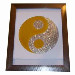 Tablou Feng Shui pictat manual - Yin-Yang galben - argintiu