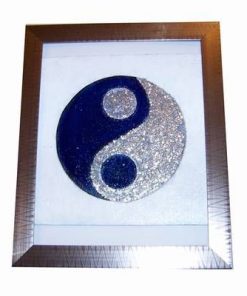 Tablou Feng Shui pictat manual - Yin-Yang albastru-argintiu