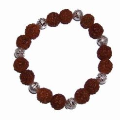 Bratara cu Rudraksha si sfere argintii, pe elastic