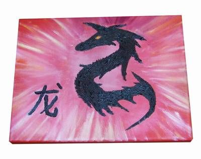 Tablou Feng Shui cu Dragonul Cerurilor, pictat manual
