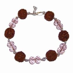 Bratara din argint cu Rudraksha si cristale roz