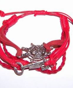 Bratara Feng Shui rosie, din piele - pentru femei
