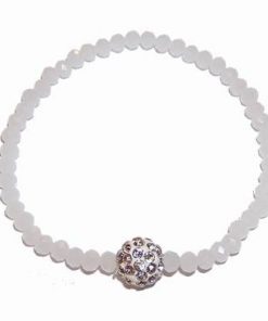 Bratara Shamballa pe elastic cu cristale multifatetate albe