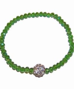 Bratara Shamballa pe elastic cu cristale multifatetate verzi