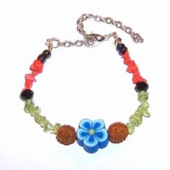 Bratara cu Rudraksha, olivina si coral - pentru copii