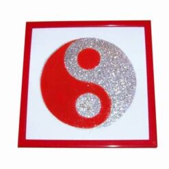 Tablou Feng Shui pictat manual - Yin-Yang rosu-argintiu