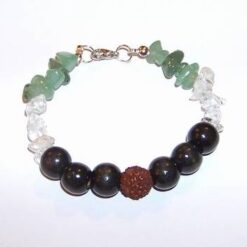 Bratara cu Rudraksha, aventurin, cristal de stanca si lemn