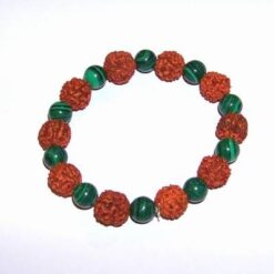 Bratara cu Rudraksha si cristale naturale de malachit- Tigru