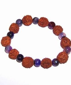 Bratara cu Rudraksha si cristale naturale de ametist - Sarpe