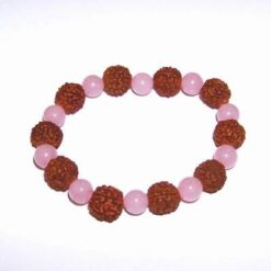 Bratara cu Rudraksha si cristale naturale de cuart roz- Oaie