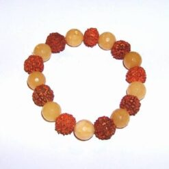 Bratara cu Rudraksha, ochi de pisica verde si calcedonie