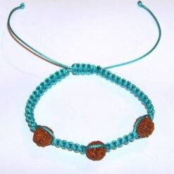 Bratara Rudraksha pe siret verde-turcoaz, reglabila