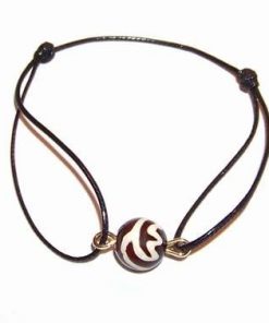 Bratara reglabila cu Dzi si Floare de Lotus, in aur 18k