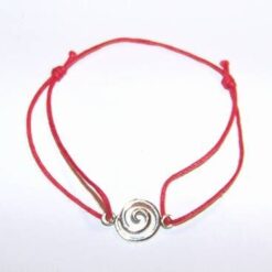 Bratara rosie, reglabila, cu simbol Reiki din argint