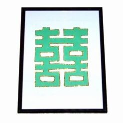 Tablou Feng Shui cu Simbolul Dublei Fericiri verde